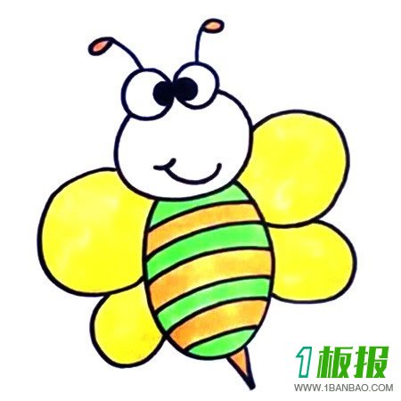 六步画出蜜蜂简笔画彩色图片