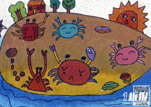 小螃蟹儿童版画绘画图片-威风凛凛的大将军