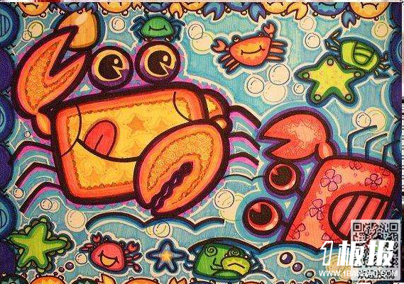 优秀儿童版画绘画作品-威风凛凛的小螃蟹