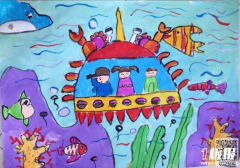优秀儿童画绘画作品-开心的小螃蟹
