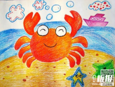 小学生动物儿童画作品-可爱的螃蟹