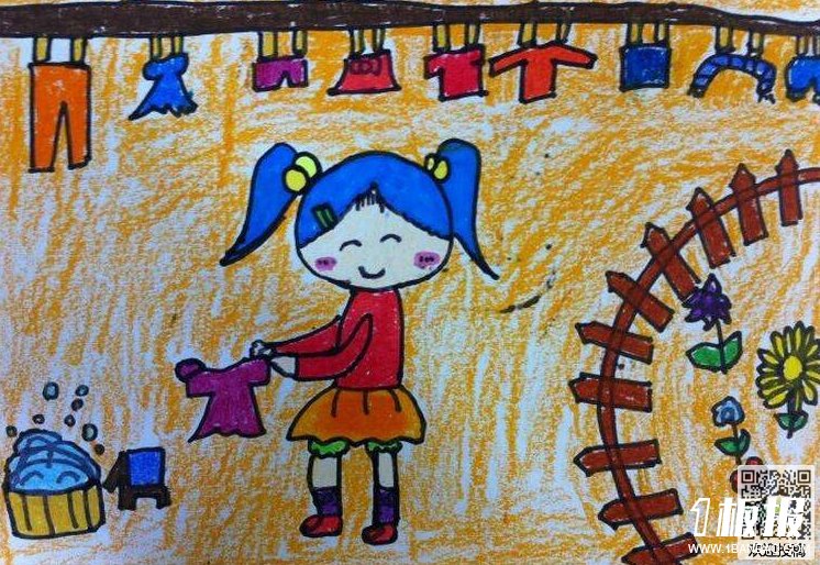 四年级劳动节儿童画图片-帮父母干家务