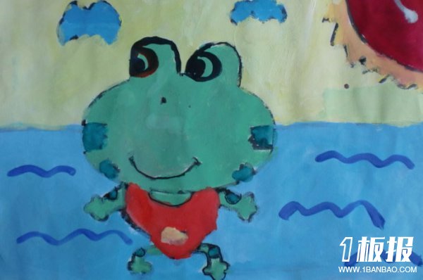 水粉画作品--小青蛙