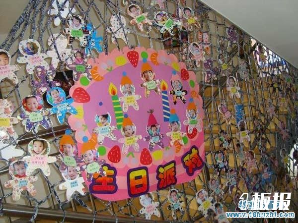 幼儿园创意生日记录墙布置图片：生日派对