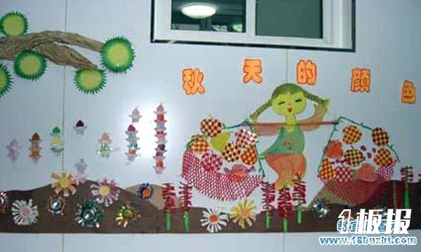 幼儿园中班秋天教室墙饰图片：秋天的颜色