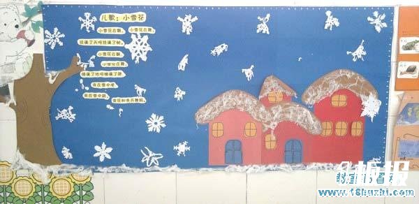冬天幼儿园教室后墙主题墙手工布置图片