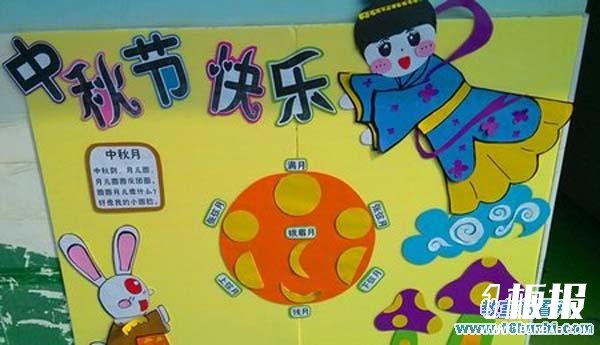 幼儿园中秋节宣传板手工布置：中秋节快乐