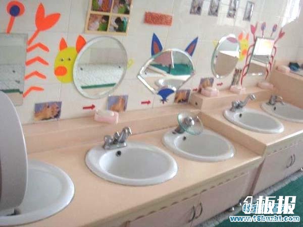 幼儿园卫生间洗手台墙面装饰