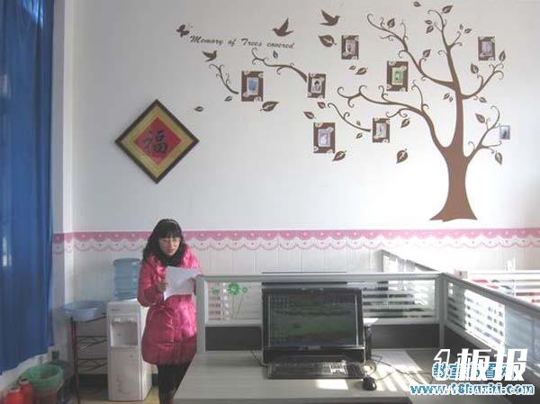 幼儿园办公室墙面装饰：漂亮的贴纸大树