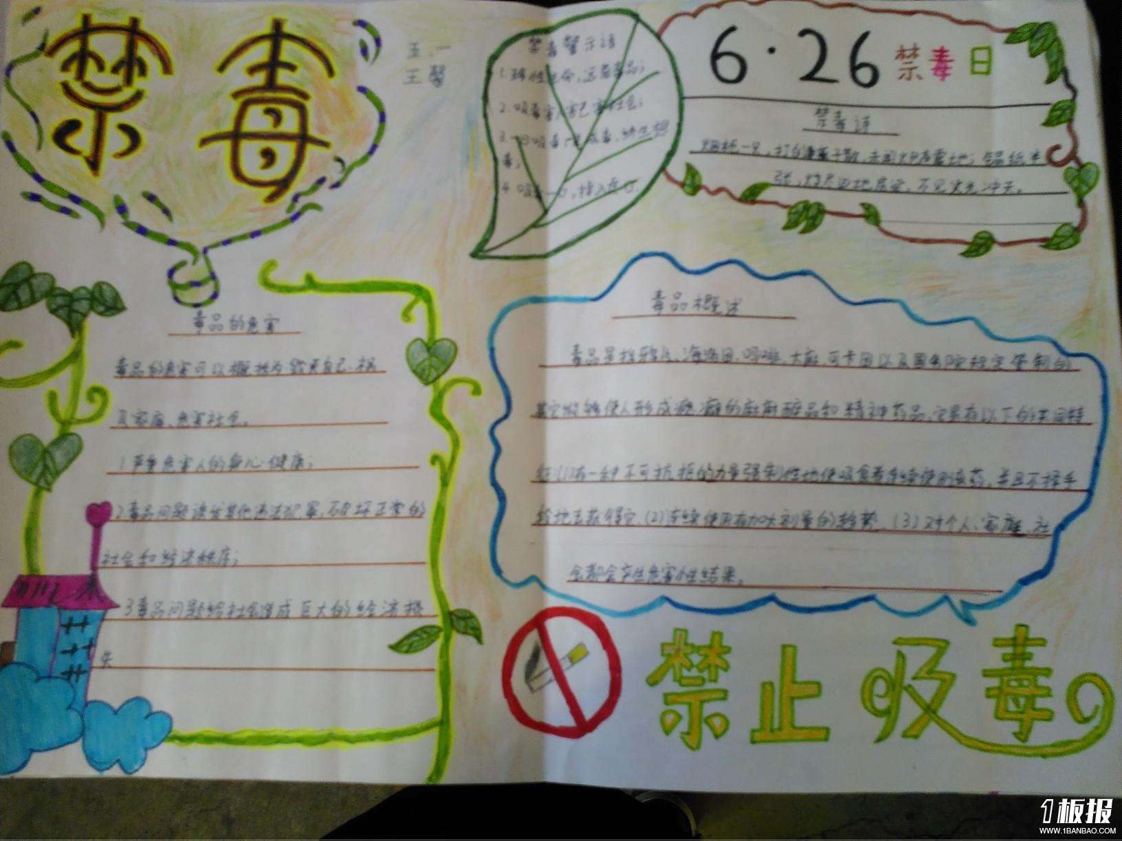 小学五年级禁毒手抄报-禁止吸毒