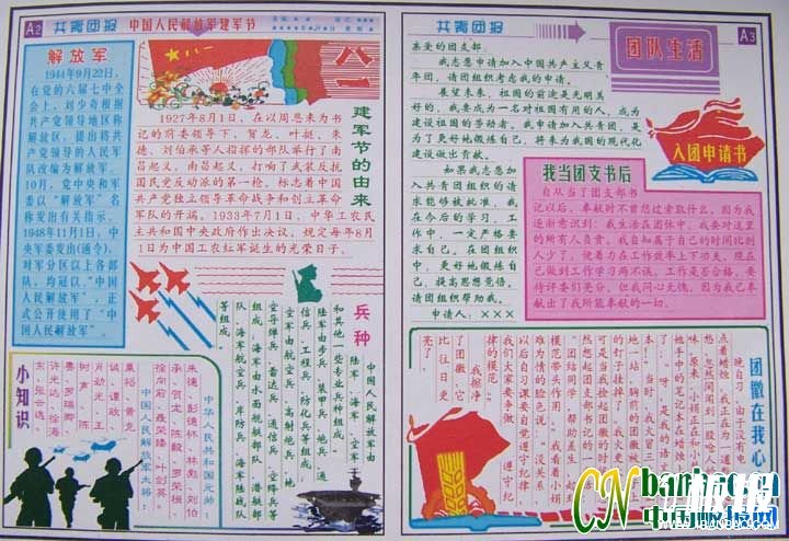 关于节日系列手抄报-共青团庆祝中国人民解放军建军