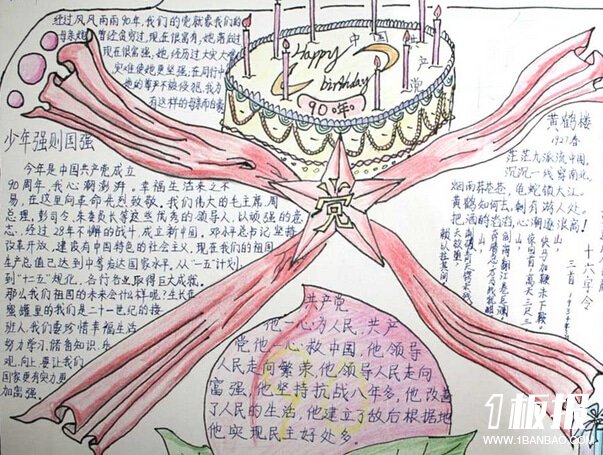 7月1日建党节手抄报版面设计-少年强则中国强