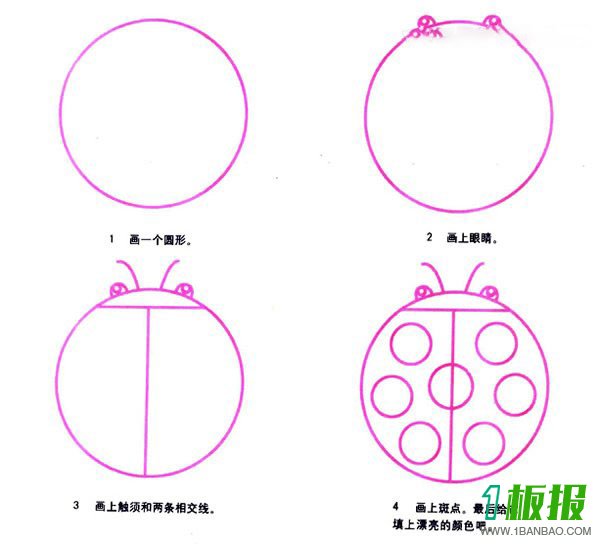 可爱的七星瓢虫简笔画图片教程