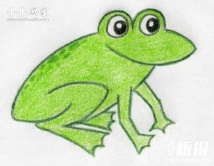 可爱小青蛙蜡笔画作品图