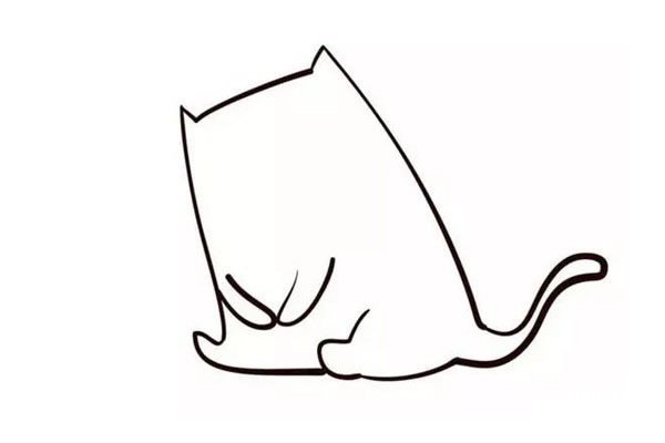 小猫钓鱼卡通简笔画3