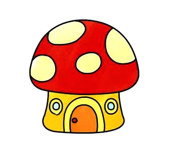 蘑菇屋简笔画的画法4