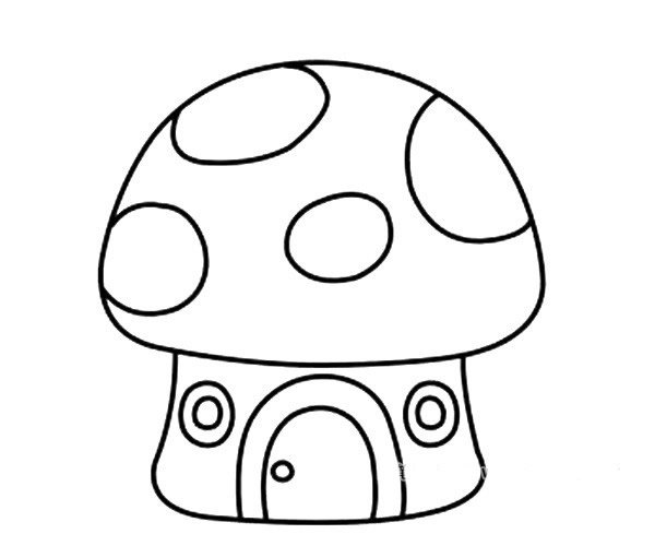 蘑菇屋简笔画的画法3