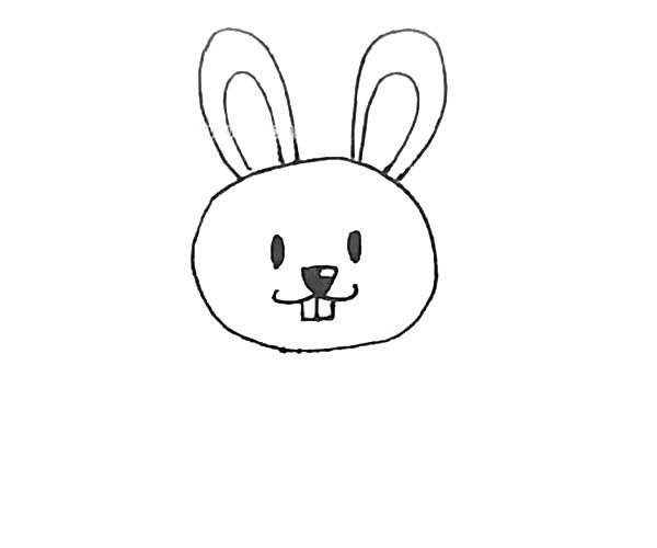 卡通彩色兔子简笔画的画法3