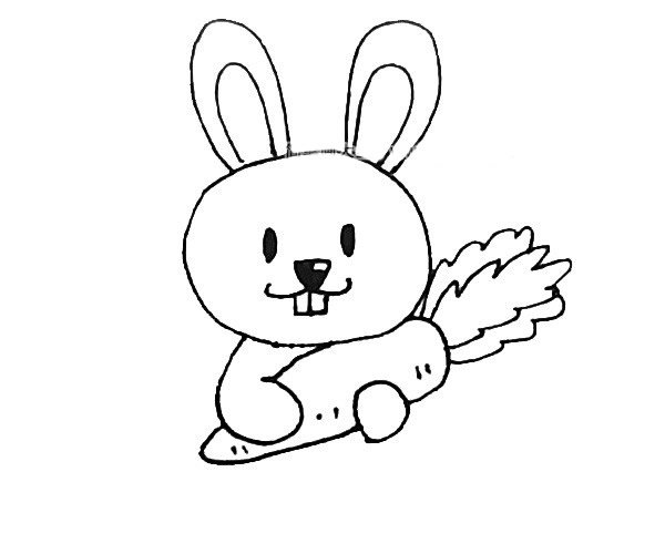 卡通彩色兔子简笔画的画法5