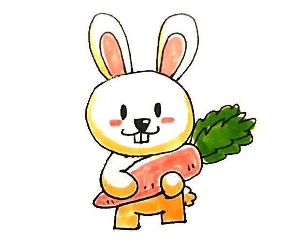 卡通彩色兔子简笔画的画法6