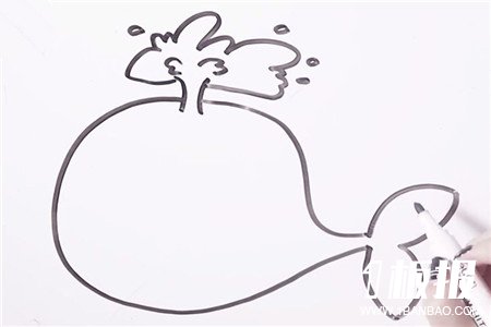 卡通鲸鱼简笔画的画法3