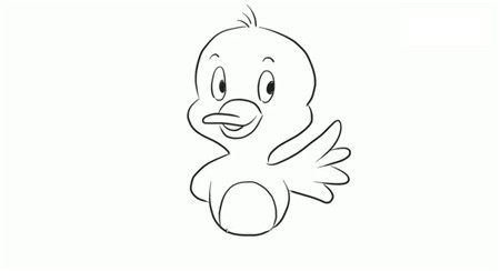 幼儿园简单小鸭子简笔画的画法4