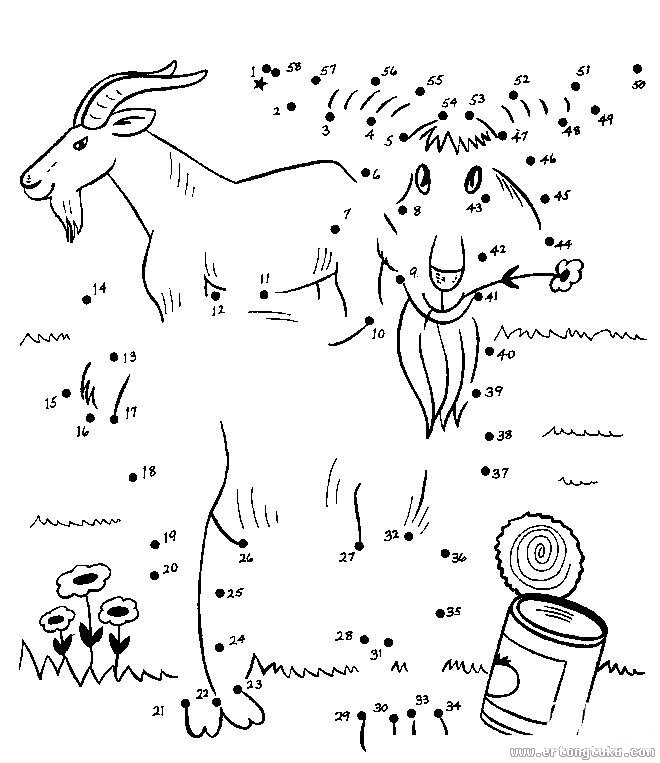 数字连线画：山羊吃草