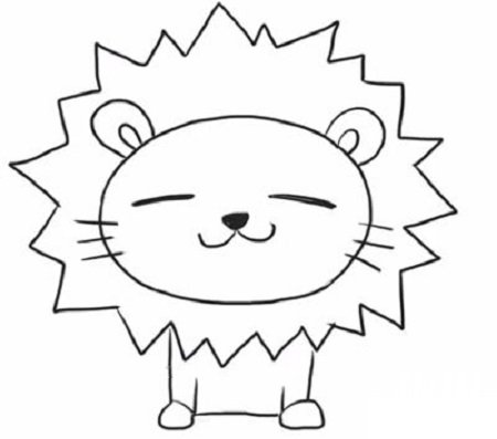 幼儿园狮子的简笔画步骤5
