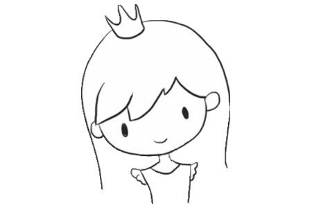 可爱小公主简笔画的画法4