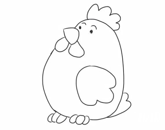 可爱母鸡简笔画的画法6