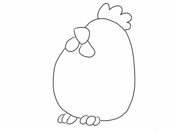 可爱母鸡简笔画的画法4