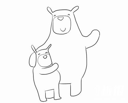 两只熊的卡通简笔画5