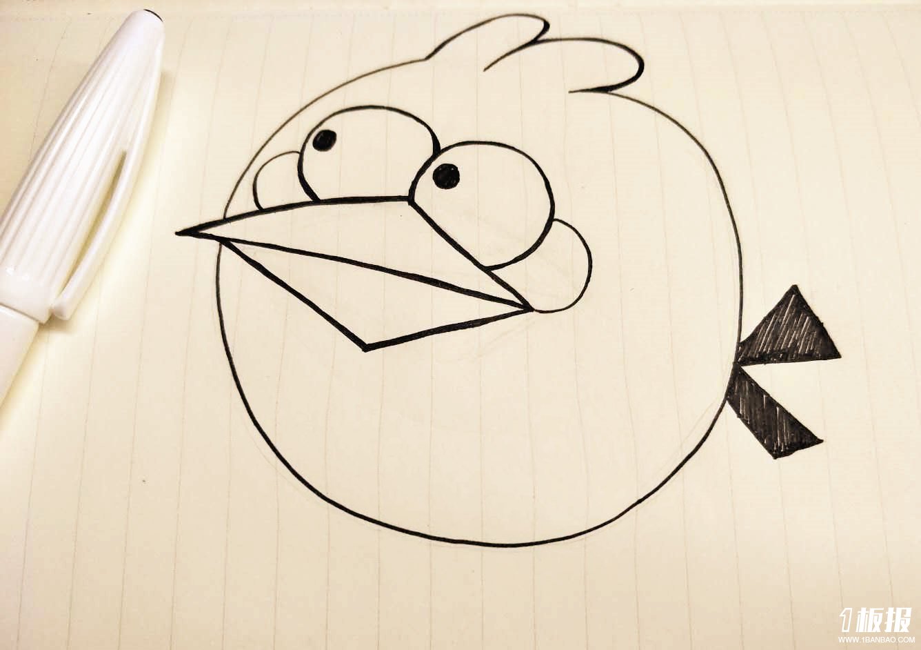 愤怒的小鸟简笔画步骤3