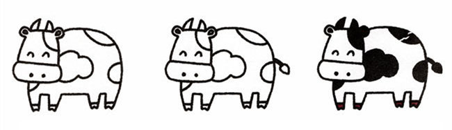 奶牛简笔画步骤图2