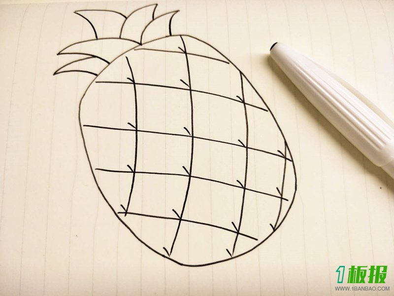 菠萝简笔画的画法3