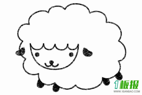 小绵羊简笔画步骤图3