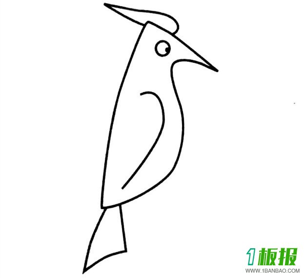 啄木鸟简笔画步骤图3