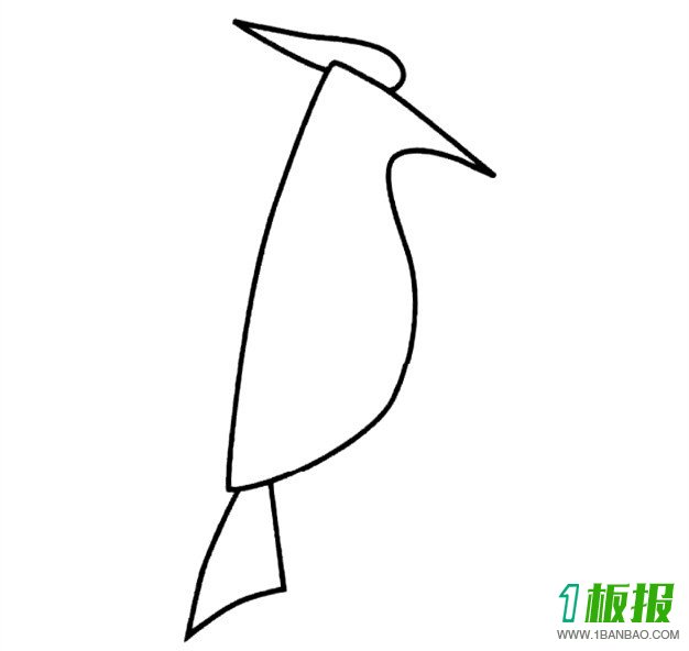 啄木鸟简笔画步骤图2