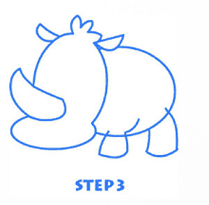 卡通犀牛简笔画步骤3
