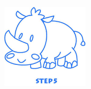卡通犀牛简笔画步骤5