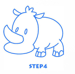卡通犀牛简笔画步骤4