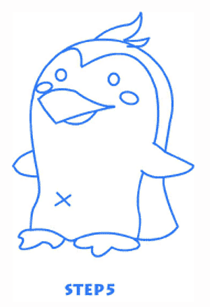 卡通企鹅简笔画步骤5