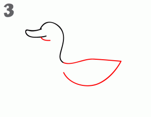 鸭子游泳简笔画3