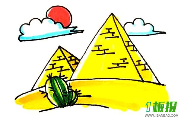金字塔简笔画步骤6