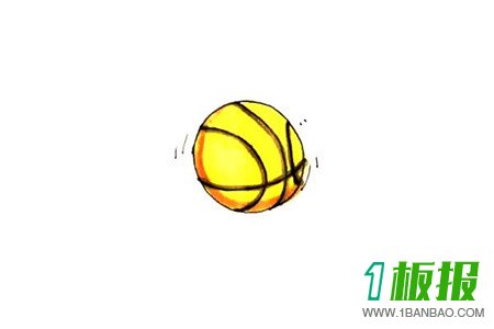 篮球彩色简笔画的画法4